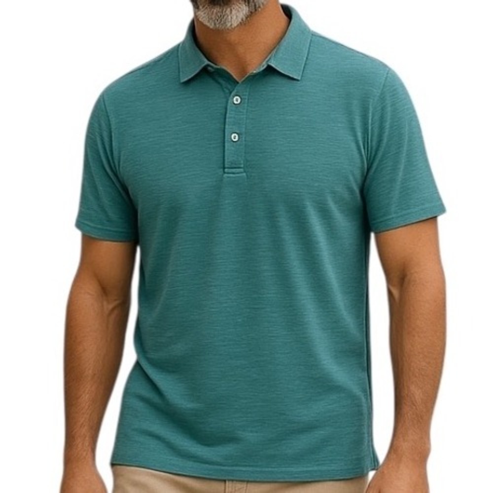Tommy Bahama Men's Henley Polo Shirt Teal Sz L/G Blue Short Sleeve Golf‎ Active